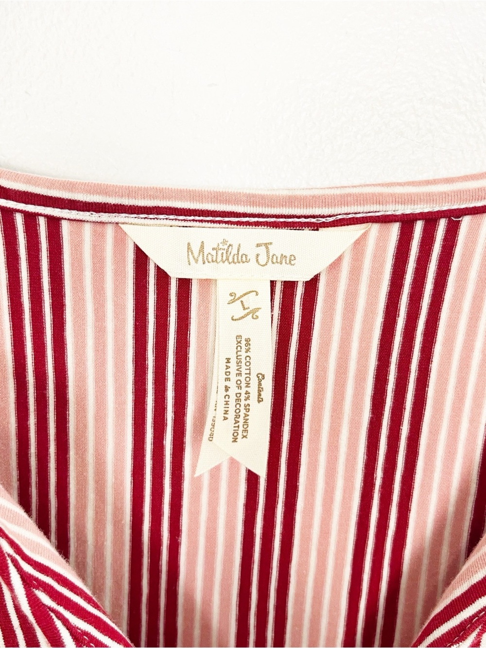 Matilda Jane McIntosh Striped Midi Dress Pink Burgundy Size L - Picture 3 of 5